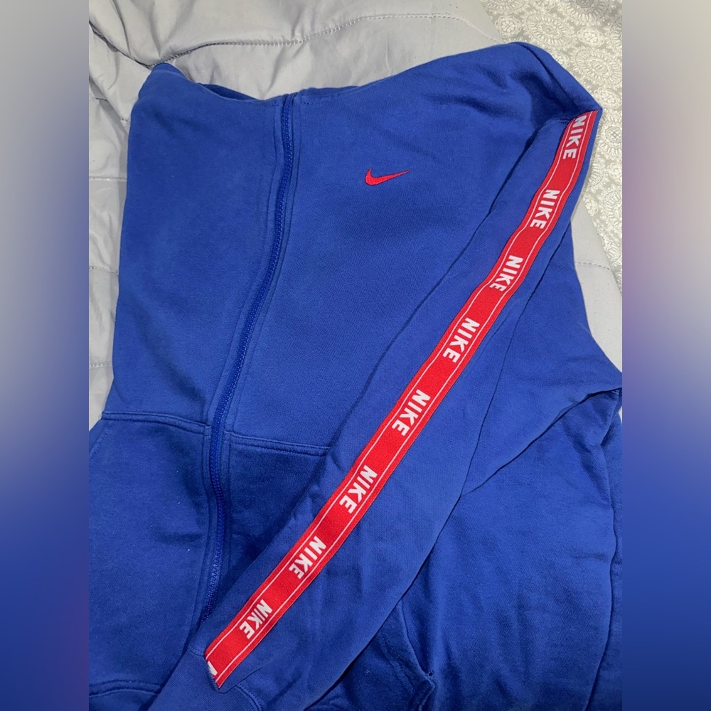 Nike blue and red zip up hoodie